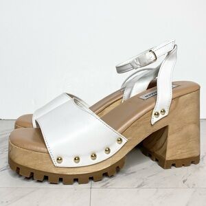 New! Steve Madden Ocala White Leather Platform Sandal 9.5 M